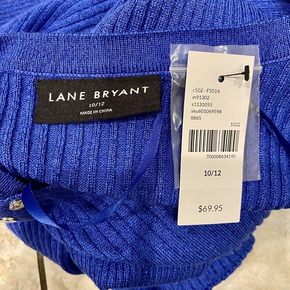 Lane Bryant 3/4 Sleeve Metallic Blue Knit Sweater Top Size 10/12 NWT - Picture 8 of 10